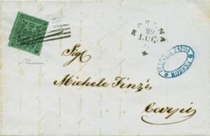 lettera con testo da Modena a Carpi del ... 