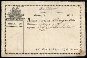 DOCUMENTI/VARIE - 1853 - Genova - biglietto ... 
