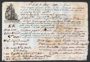PREFILATELICHE - 1804 - Lettera di carico da ... 