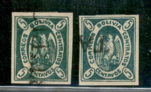 OLTRE MARE - BOLIVIA - 1867/68 - 5 cent ... 