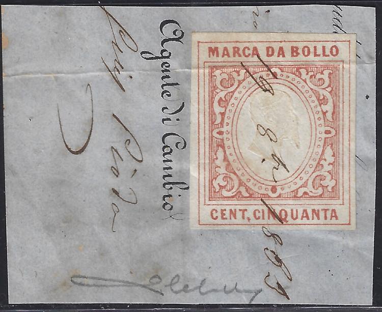 1863 Marca da bollo da c. 50 rosso arancio, SPC Stamps online