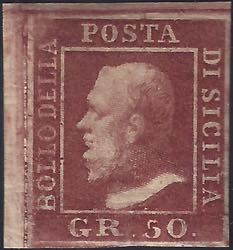 1859 - 50 grana lacca bruno stampa ... 