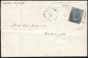 1866 - Lettera spedita da Casale per Monteu ... 