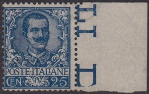 1901 - Emissione Floreale, c. 25 azzurro ... 