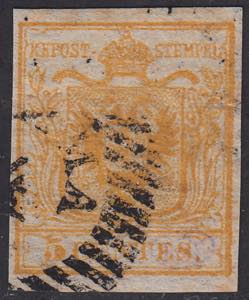 1850 - I emissione c. 5 giallo arancio I ... 