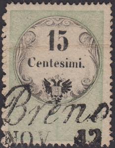 1854 - Fiscali usati per posta, c. 15 verde ... 