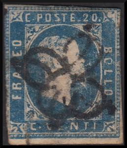 1851 - I emissione, c. 20 azzurro chiaro I ... 