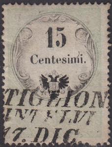 1854 - Fiscali usati per posta, c. 15 verde ... 