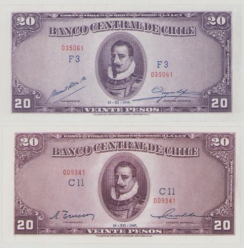 Chile, 20 & 20 Pesos, 22.11.1939, ... 