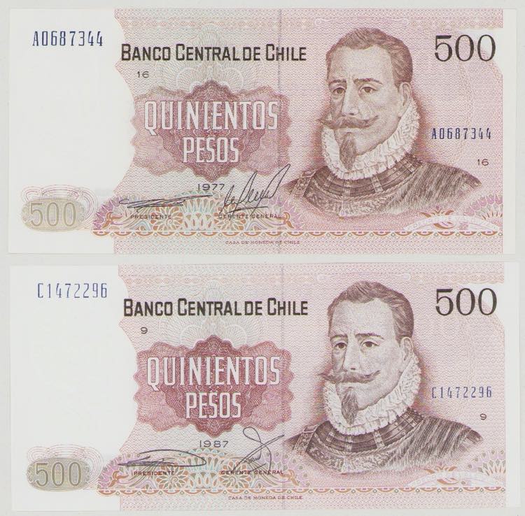 Chile, 500 & 500 Pesos, 1977, ... 