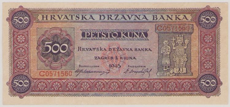 Croatia, 500 Kuna, 1.9.1943, ... 