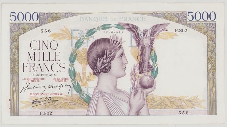 France 5000 Francs, 26.12.1941, 2 ... 