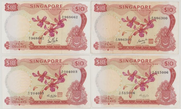 Singapore 10 Dollars, ND, A/4 ... 