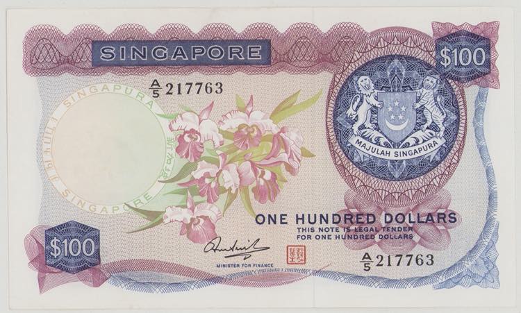 Singapore 100 Dollars, ND, A/5 ... 