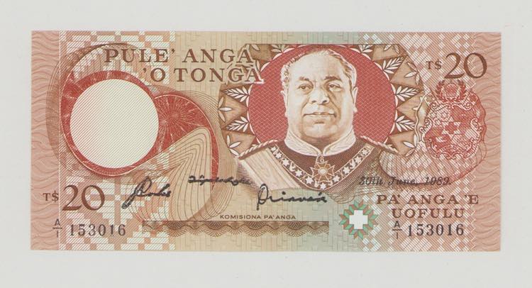 Tonga, 20 Paanga, 30.6.1989, A/1 ... 