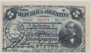 Argentina, 5 Centavos, 1.11.1891, SÉRIE D ... 
