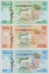 Cook Islands, 10 & 20 & 50 Dollars, ND, P8a, ... 
