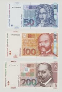 Croatia, 50 & 100 & 200 Kuna, 7.3.2002, ... 