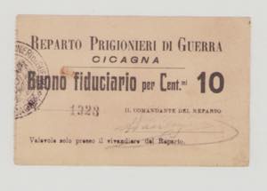 Italy, POW, WWI., Cicagna, 10 Centesimi,     ... 