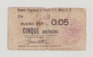 Italy, POW, WWI., S.Maria C.V., 5 Centesimi, ... 