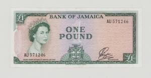 Jamaica, 1 Pound, 1960, AU 571246, P51, BNB ... 