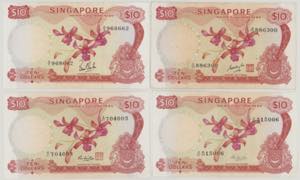 Singapore 10 Dollars, ND, A/4 968662, P3a, ... 