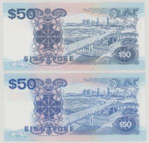 Singapore 50 Dollars, ND, A/22 ... 