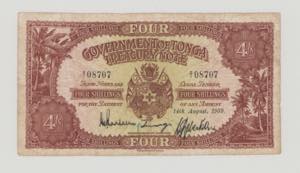 Tonga, 4 Shillings, 14.8.1959, D/1, 08707, ... 