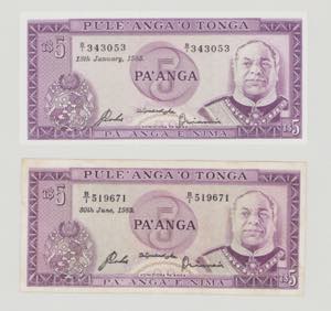 Tonga, 5 Paanga, 18.1.1985, B/1 343053, ... 