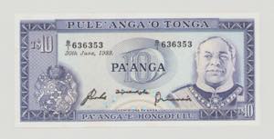 Tonga, 10 Paanga, 30.6.1989, B/1 636353, ... 