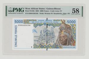 West African States, 5000 Francs, 2003,  S ... 