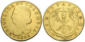 Republik Kolumbien, 1820-1837 8 Escudos 1832 ... 