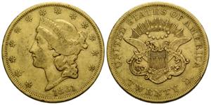 20 Dollars 1861 34.0 mm. Gold. Liberty Head ... 