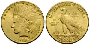 10 Dollars 1926 26.9 mm. Indian Head / Rv. ... 