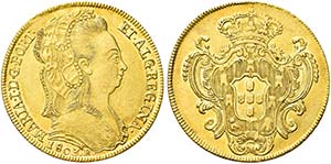 BRASILE.  Maria I, 1786-1805.   6400 Reis ... 