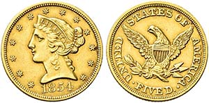 USA.  Federazione.   5 Dollari 1854 ... 