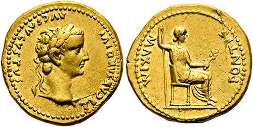 (D)   Tiberius (14-37).  Aureus ... 
