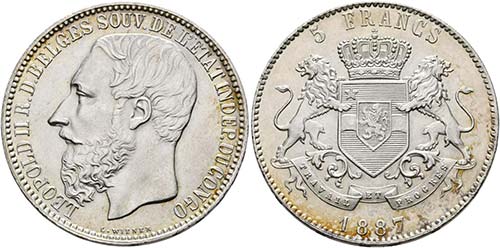  Belgisch Kongo - 5 Francs 1887 ... 