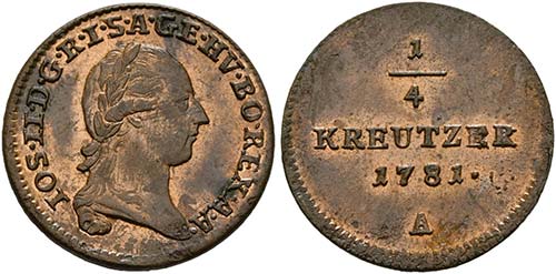 Josef II. 1765-1790 - 1/4 Kreuzer ... 