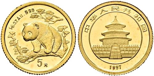 CHINA - 5 Yuan 1997, 1/20 Unze ... 