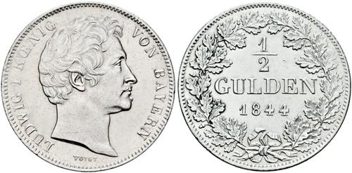 Ludwig I. 1825-1846 - 1/2 Gulden ... 