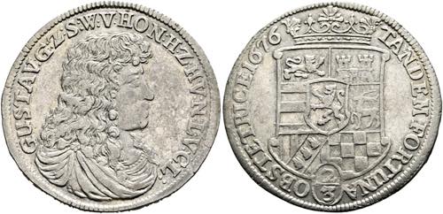 Gustav 1657-1701 - 2/3 Taler 1676  ... 