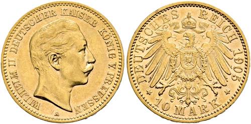 Wilhelm II. 1888-1918 - 10 Mark ... 