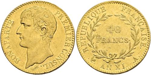 Napoleon I. als Konsul - 40 Francs ... 