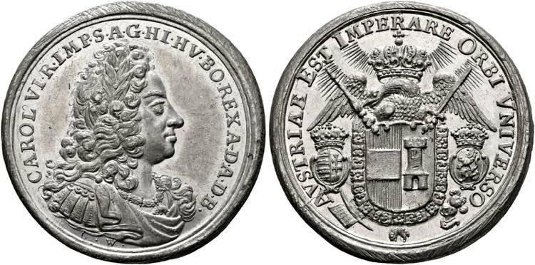 Karl VI. 1711-1740 - Zinnmedaille ... 