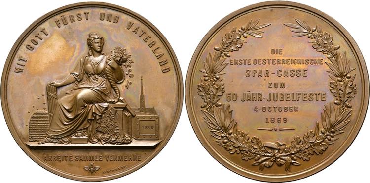 Wien - AE-Medaille (64mm) 1869 von ... 