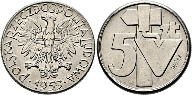 Republik - 5 Zlotych 1959 PROBA ... 
