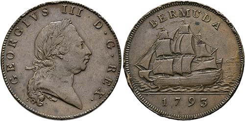 BERMUDA - Penny 1793 Segelschiff ... 