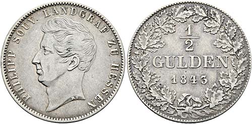 Philipp 1839-1846 - 1/2 Gulden ... 
