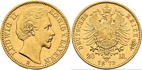 Ludwig II. 1864-1886 - 20 Mark ... 